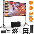 100inch/120inch Options Projector Screen With Stand 16:9 4K HD Rear Front Wrinkle-Free Portable And Foldable Movie Screen With Carry Bag For Indoor Outdoor Home Theater Backyard Cinema
